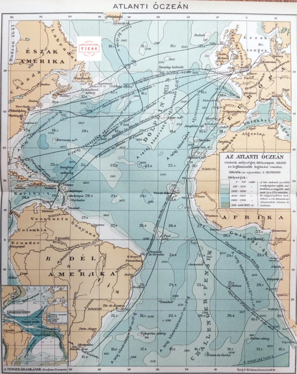 atlanti-óceán térkép eredeti nyomat