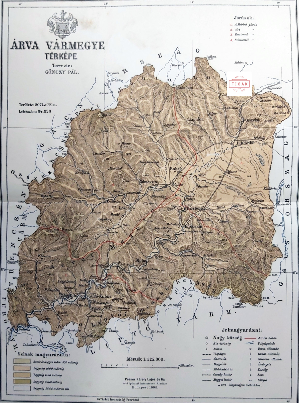vármegye árva térkép nyomat