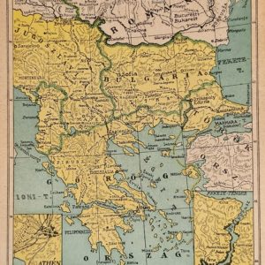 Balkán-félsziget eredeti régi nyomat