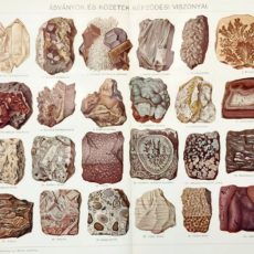 ásványok és kőzetek eredeti régi nyomat