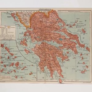 Görögország eredeti antik nyomat A3