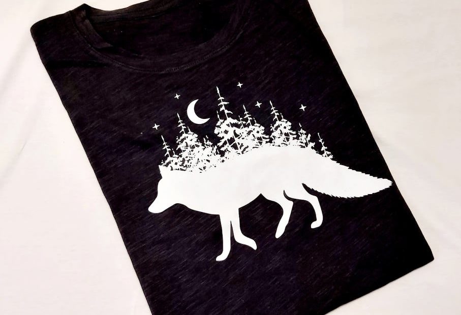 Róka erdő hold (fox forest moon) póló fekete