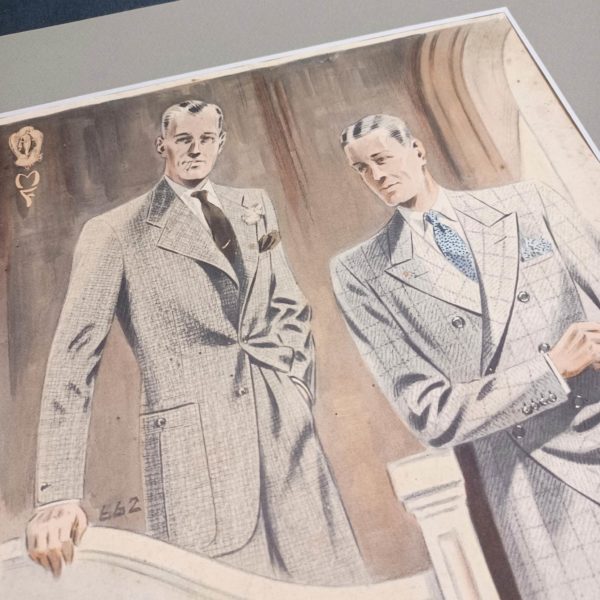 Elegáns férfiak eredeti divat illusztráció 1942 többféle 2